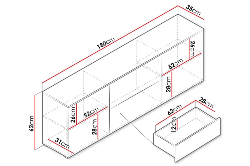 Sherie Tv-bänk 180 cm - Brun - Möbler - Tv möbel & mediamöbel - TV bänk & mediabänk