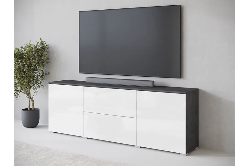 Sherie Tv-bänk 180 cm - Vit/Grå - Möbler - Tv möbel & mediamöbel - TV bänk & mediabänk