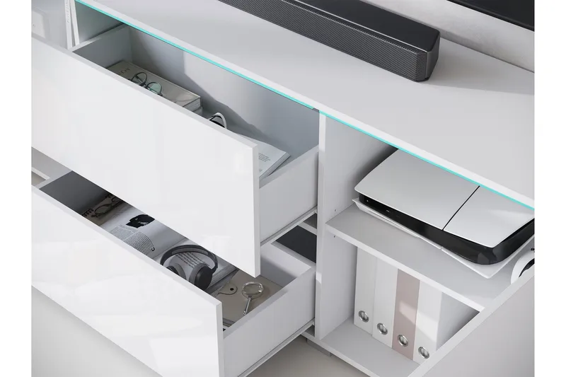 Sherie Tv-bänk 180 cm - Vit/Grå - Möbler - Tv möbel & mediamöbel - TV bänk & mediabänk