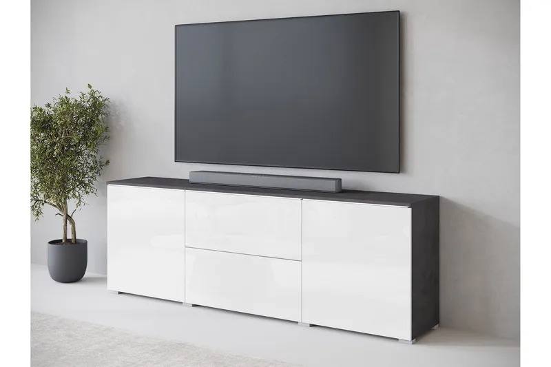 Sherie Tv-bänk 180 cm - Vit/Grå - Möbler - Tv möbel & mediamöbel - TV bänk & mediabänk