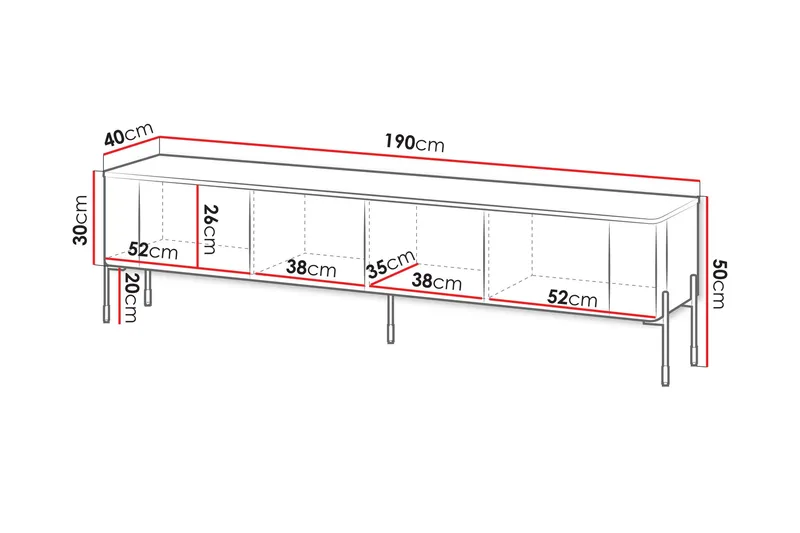 Sherie Tv-bänk 190x40 cm - Vit - Möbler - Tv möbel & mediamöbel - TV bänk & mediabänk