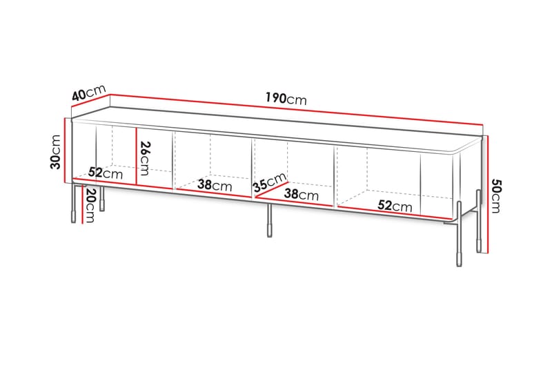 Sherie Tv-bänk 190x40 cm - Vit - Möbler - Tv möbel & mediamöbel - TV bänk & mediabänk