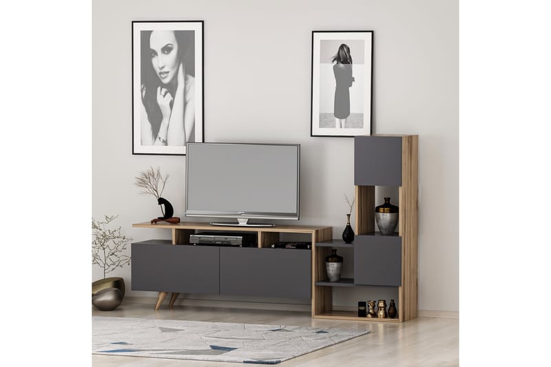Showsley Tv-möbelset 55,4x31,6 cm Brun/Svart - Hanah Home - Möbler - Tv möbel & mediamöbel - TV-möbelset