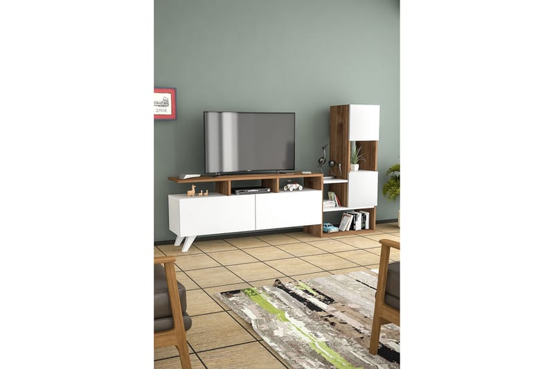 Showsley Tv-möbelset 55,4x31,6 cm Vit/Brun - Hanah Home - TV-möbelset