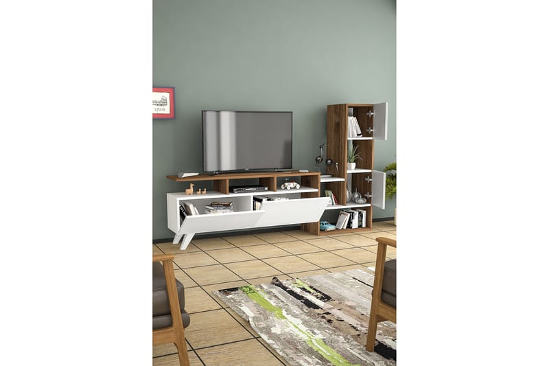 Showsley Tv-möbelset 55,4x31,6 cm Vit/Brun - Hanah Home - TV-möbelset