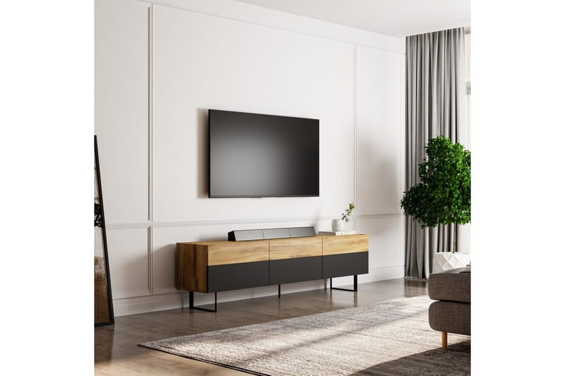 Sign Golvstående Tv-bänk 180 cm med Förvaring i Trä - Brun - Möbler - Tv möbel & mediamöbel - TV bänk & mediabänk