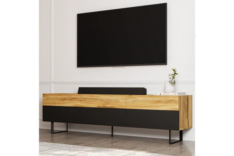 Sign Golvstående Tv-bänk 180 cm med Förvaring i Trä - Brun - Möbler - Tv möbel & mediamöbel - TV bänk & mediabänk