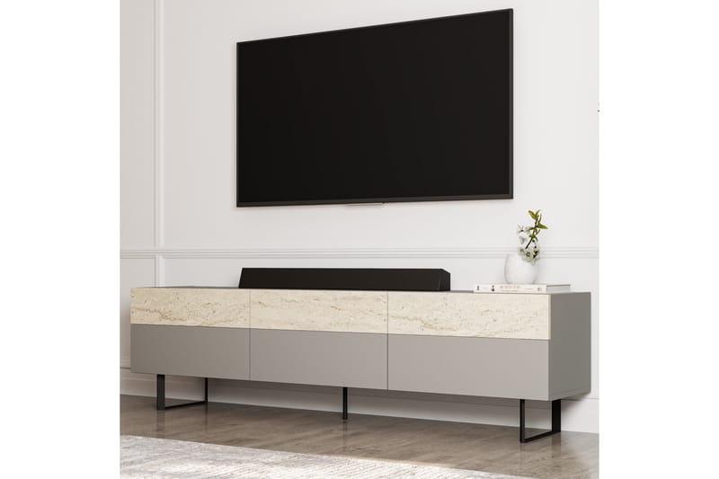 Sign Tv-bänk 180 cm - Grå/Travertin - Möbler - Tv möbel & mediamöbel - TV bänk & mediabänk