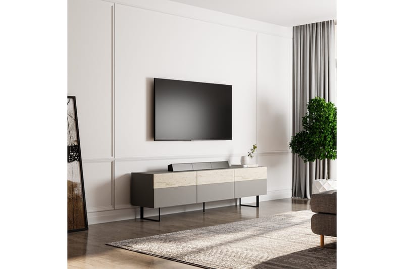Sign Tv-bänk 180 cm - Grå/Travertin - Möbler - Tv möbel & mediamöbel - TV bänk & mediabänk