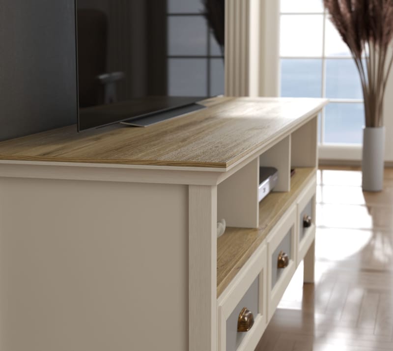 Sopira TV-bänk 150 cm - Cream, ek och grå - Möbler - Tv möbel & mediamöbel - Mediastativ & väggfäste