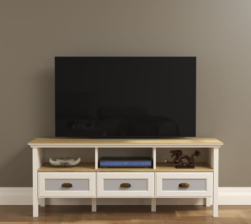 Sopira TV-bänk 150 cm - Cream, ek och grå - Möbler - Tv möbel & mediamöbel - Mediastativ & väggfäste