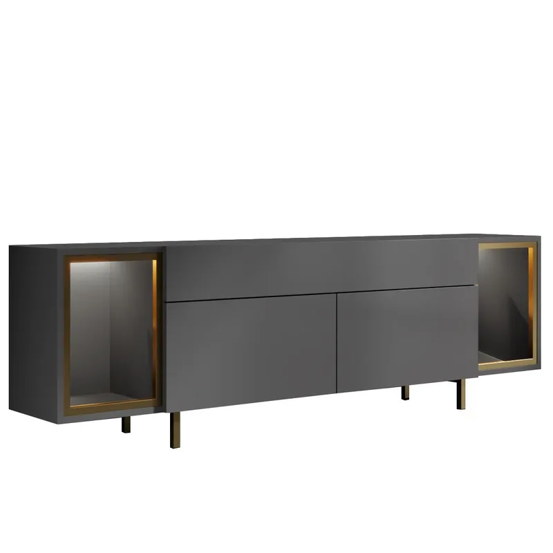 Sosan TV-bänk 180x55x32 cm - Antracit och guld - Möbler - Tv möbel & mediamöbel - TV bänk & mediabänk