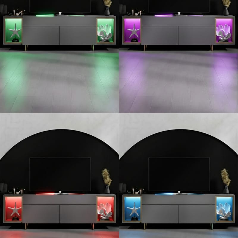 Sosan TV-bänk 180x55x32 cm - Antracit och guld - Möbler - Tv möbel & mediamöbel - TV bänk & mediabänk