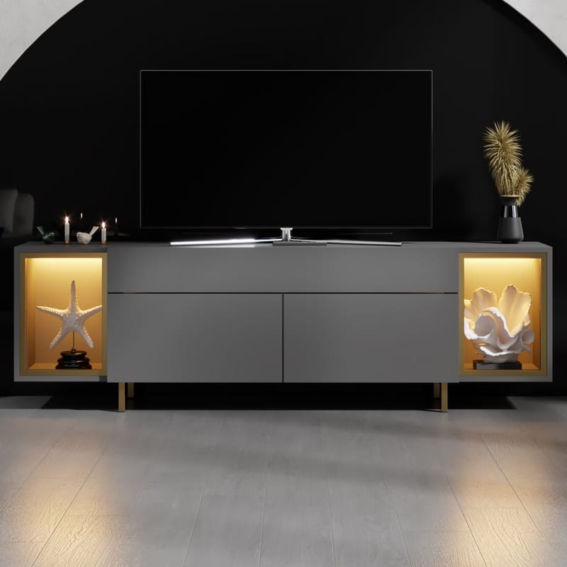 Sosan TV-bänk 180x55x32 cm - Antracit och guld - Möbler - Tv möbel & mediamöbel - TV bänk & mediabänk