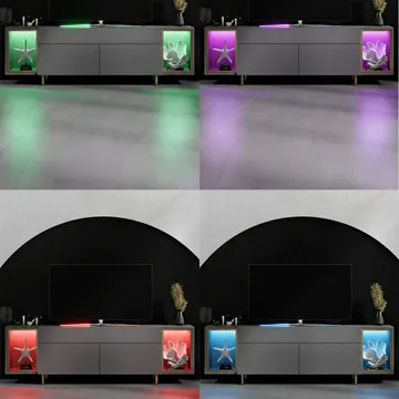 Sosan TV-bänk 180x55x32 cm - Antracit/Guld - Möbler - Tv möbel & mediamöbel - TV bänk & mediabänk