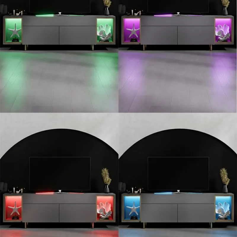 Sosan TV-bänk 180x55x32 cm - Antracit/Guld - Möbler - Tv möbel & mediamöbel - TV bänk & mediabänk