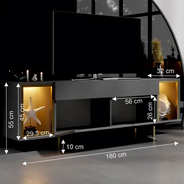 Sosan TV-bänk 180x55x32 cm - Antracit/Guld - Möbler - Tv möbel & mediamöbel - TV bänk & mediabänk