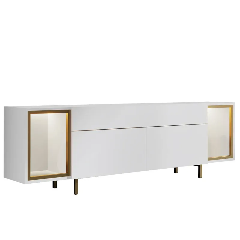 Sosan TV-bänk 180x55x32 cm - Vit och guld - Möbler - Tv möbel & mediamöbel - TV bänk & mediabänk