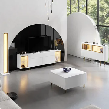 Sosan TV-bänk 180x55x32 cm - Vit/guld - Möbler - Tv möbel & mediamöbel - TV bänk & mediabänk