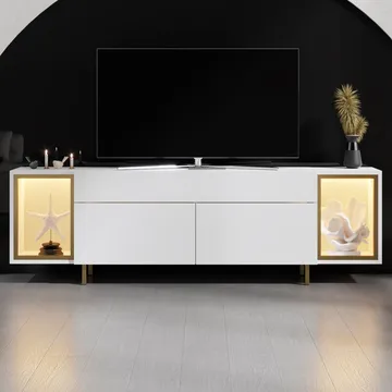 Sosan TV-bänk 180x55x32 cm - Vit/guld - Möbler - Tv möbel & mediamöbel - TV bänk & mediabänk