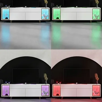 Sosan TV-bänk 180x55x32 cm - Vit/guld - Möbler - Tv möbel & mediamöbel - TV bänk & mediabänk
