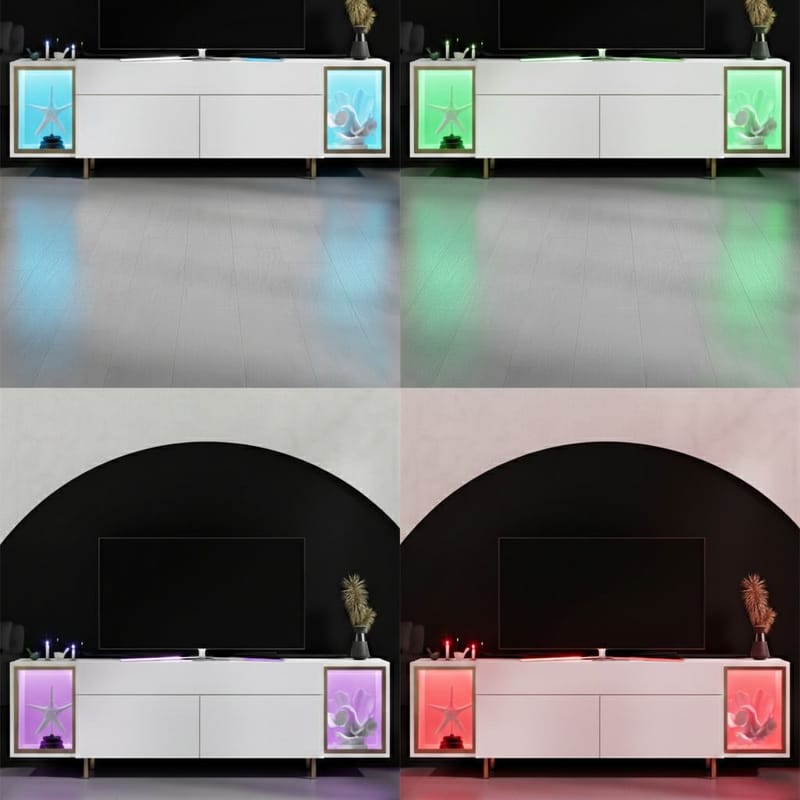 Sosan TV-bänk 180x55x32 cm - Vit/guld - Möbler - Tv möbel & mediamöbel - TV bänk & mediabänk