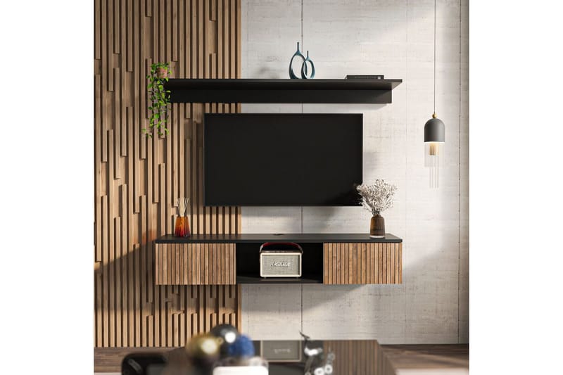 Sovric Tv-bänk 140 cm - Natur/Svart - Möbler - Tv möbel & mediamöbel - TV bänk & mediabänk