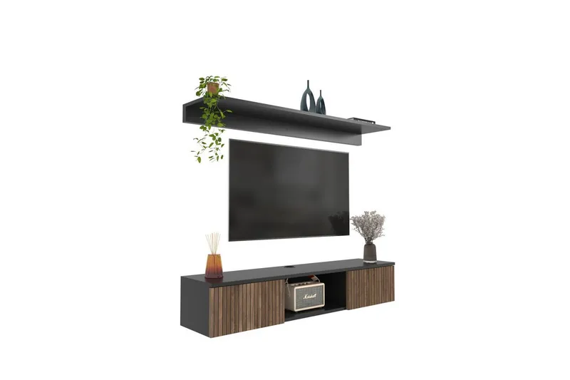 Sovric Tv-bänk 140 cm - Natur/Svart - Möbler - Tv möbel & mediamöbel - TV bänk & mediabänk