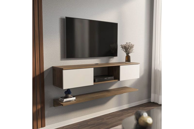 Sovric Tv-bänk 140 cm - Valnöt/Vit - Möbler - Tv möbel & mediamöbel - TV bänk & mediabänk