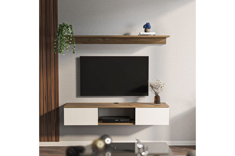 Sovric Tv-bänk 140 cm - Valnöt/Vit - Möbler - Tv möbel & mediamöbel - TV bänk & mediabänk