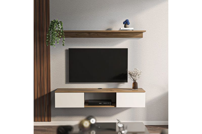 Sovric Tv-bänk 140 cm - Valnöt/Vit - Möbler - Tv möbel & mediamöbel - TV bänk & mediabänk