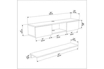 Sovric Vägghängd TV Bänk 140 cm med Förvaring i Målat Trä - Beige Marmor - Möbler - Tv möbel & mediamöbel - TV bänk & mediabänk
