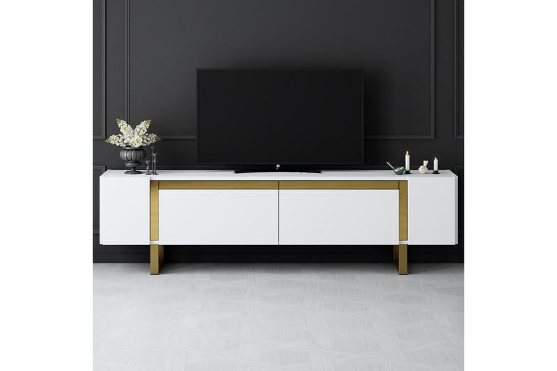 Sozi Tv-bänk 180 cm - Guld/Vit - Möbler - Tv möbel & mediamöbel - TV bänk & mediabänk