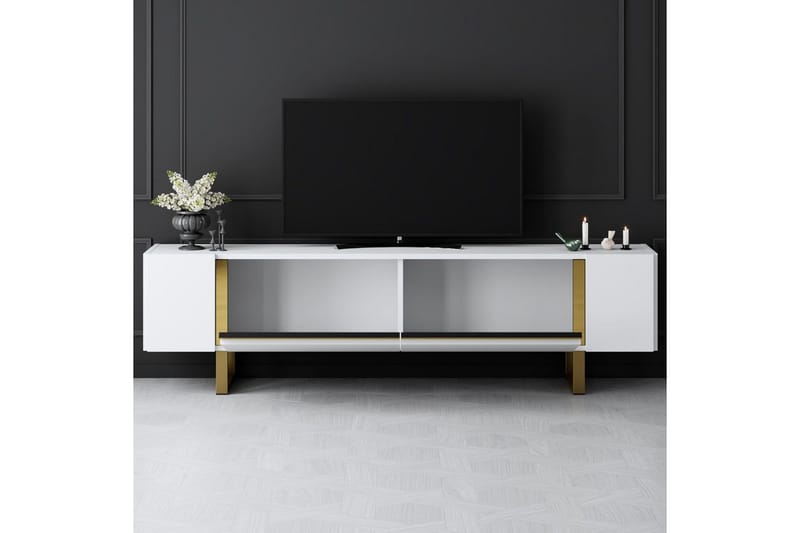 Sozi Tv-bänk 180 cm - Guld/Vit - Möbler - Tv möbel & mediamöbel - TV bänk & mediabänk