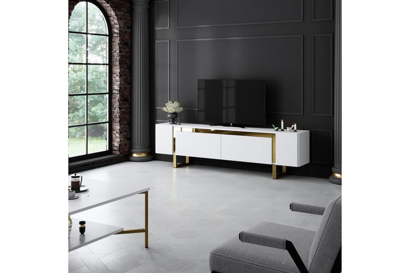 Sozi Tv-bänk 180 cm - Guld/Vit - Möbler - Tv möbel & mediamöbel - TV bänk & mediabänk