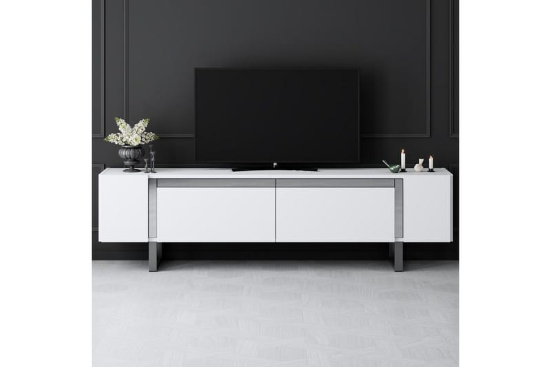 Sozi Tv-bänk 180 cm - Vit/Silver - Möbler - Tv möbel & mediamöbel - TV bänk & mediabänk