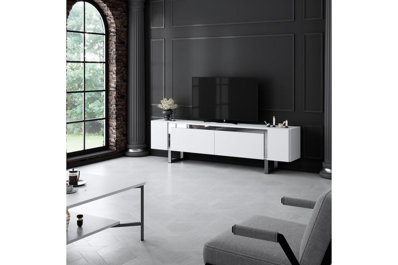Sozi Tv-bänk 180 cm - Vit/Silver - Möbler - Tv möbel & mediamöbel - TV bänk & mediabänk