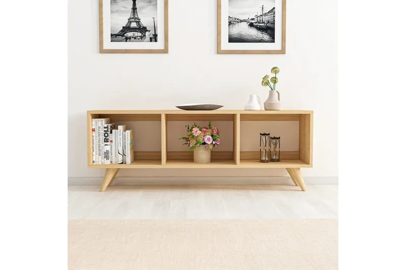 Springhill Golvstående Tv-bänk 120 cm med Förvaring i Målat Trä - Beige - Möbler - Tv möbel & mediamöbel - TV bänk & mediabänk
