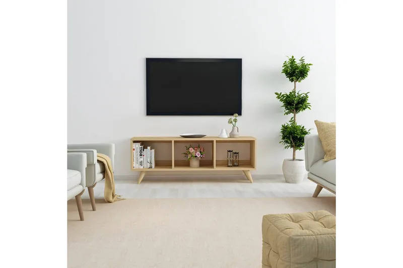 Springhill Golvstående Tv-bänk 120 cm med Förvaring i Målat Trä - Beige - Möbler - Tv möbel & mediamöbel - TV bänk & mediabänk