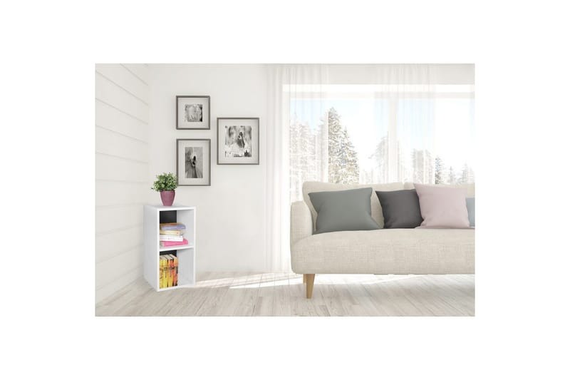 Stående hylla Wohnling melaminbelagd spånskiva med förvaringsutrymme, modern stil Vit, svart - Vit, svart - Förvaring - Hylla - Vägghylla