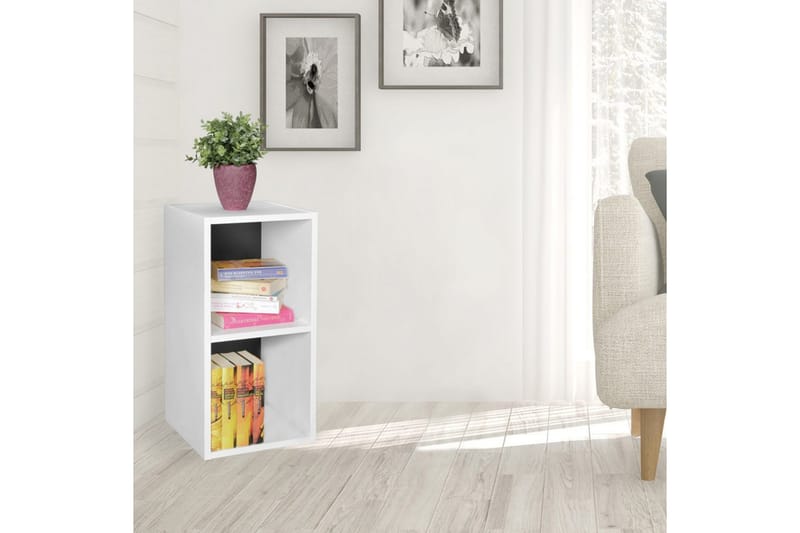 Stående hylla Wohnling melaminbelagd spånskiva med förvaringsutrymme, modern stil Vit, svart - Vit, svart - Möbler - Tv möbel & mediamöbel - TV hylla