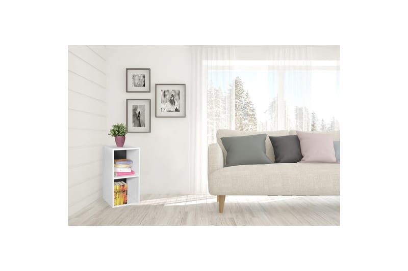 Stående hylla Wohnling melaminbelagd spånskiva med förvaringsutrymme, modern stil Vit, svart - Vit, svart - Möbler - Tv möbel & mediamöbel - TV hylla