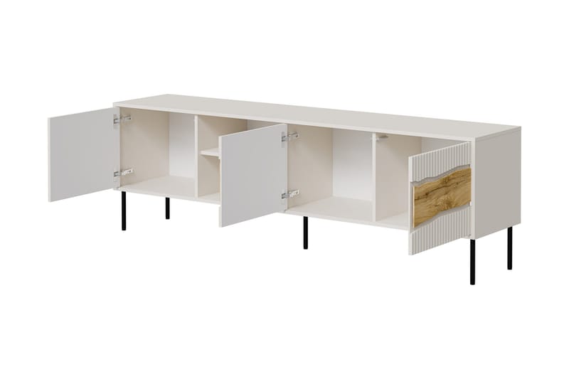 Stintino Golvstående Tv Bänk 190 cm med Förvaring i Ljust Trä - Benvit - Möbler - Tv möbel & mediamöbel - TV bänk & mediabänk
