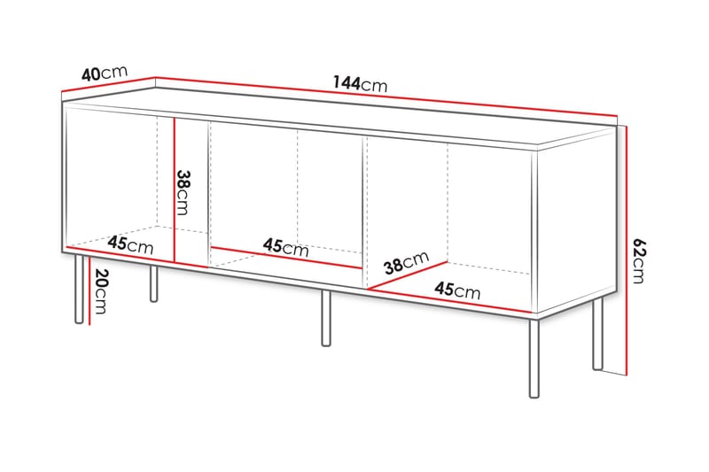 Stintino Tv-bänk 144x40 cm - Beige/Brun - Möbler - Tv möbel & mediamöbel - TV bänk & mediabänk