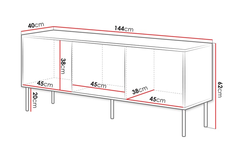 Stintino Tv-bänk 144x40 cm - Grå - Möbler - Tv möbel & mediamöbel - TV bänk & mediabänk