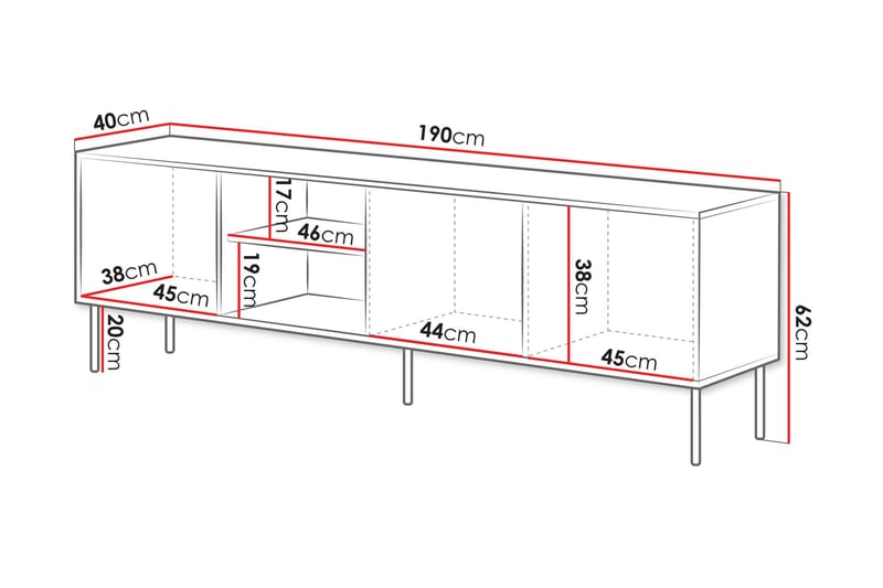 Stintino Tv-bänk 190x40 cm - Svart/Brun - Möbler - Tv möbel & mediamöbel - TV bänk & mediabänk