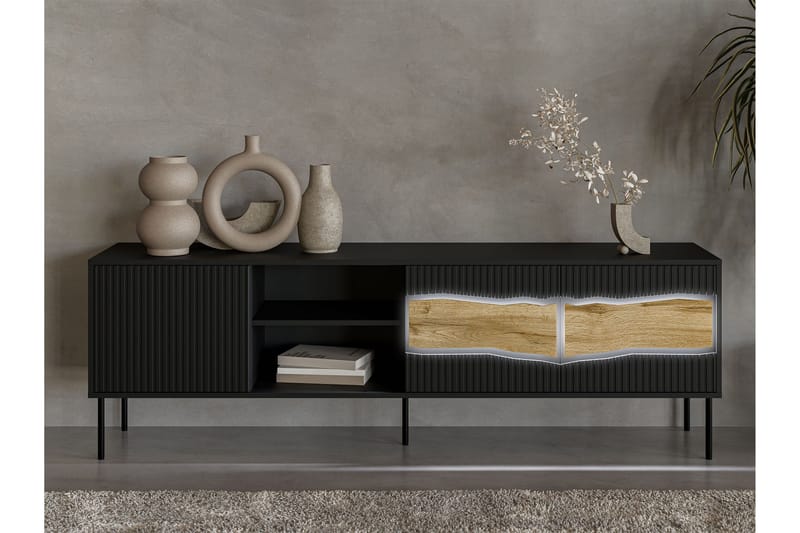 Stintino Tv-bänk 190x40 cm - Svart/Brun - Möbler - Tv möbel & mediamöbel - TV bänk & mediabänk