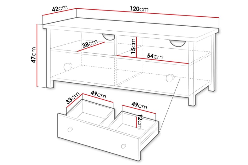 Storys Golvstående Tv Bänk 120 cm med Förvaring i Målat Trä - Vit - Möbler - Tv möbel & mediamöbel - TV bänk & mediabänk