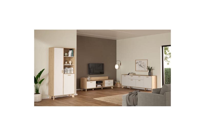 Sumita Tv-bänk 182 cm - Vit/Natur - Möbler - Tv möbel & mediamöbel - TV bänk & mediabänk