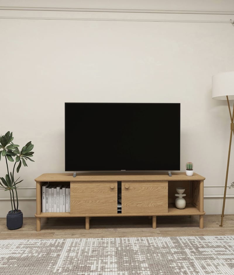 Sunira TV-bänk 160 cm med Förvaring i Ek - Brun - Möbler - Tv möbel & mediamöbel - TV bänk & mediabänk